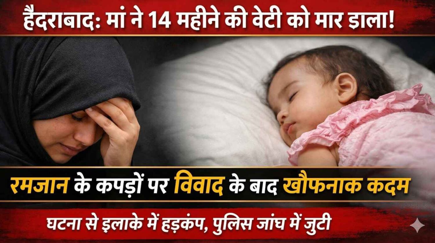 हैदराबाद के रिसाला बाजार में मां ने 14 महीने की बेटी को तकिए से दबाकर मार डाला, गोलकोंडा पुलिस जांच में जुटी