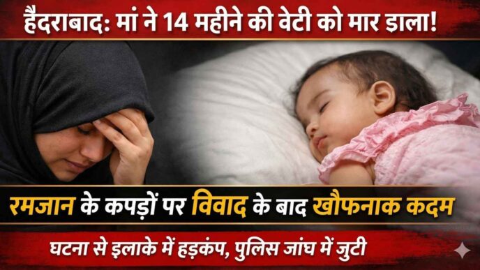 हैदराबाद के रिसाला बाजार में मां ने 14 महीने की बेटी को तकिए से दबाकर मार डाला, गोलकोंडा पुलिस जांच में जुटी